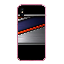 Чехол iPhone XS Max матовый Blue black red, цвет: 3D-розовый