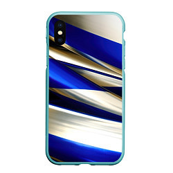 Чехол iPhone XS Max матовый Blue white abstract, цвет: 3D-мятный