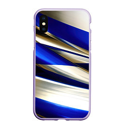 Чехол iPhone XS Max матовый Blue white abstract, цвет: 3D-светло-сиреневый
