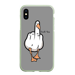 Чехол iPhone XS Max матовый Duck you, цвет: 3D-салатовый