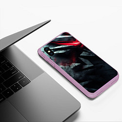 Чехол iPhone XS Max матовый Черная металлическая с красной вставкой, цвет: 3D-сиреневый — фото 2