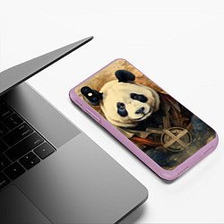 Чехол iPhone XS Max матовый Панда арт-портрет, цвет: 3D-сиреневый — фото 2