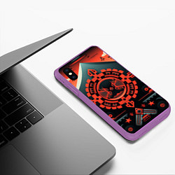 Чехол iPhone XS Max матовый Рисунок в стиле американских индейцев, цвет: 3D-фиолетовый — фото 2