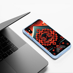 Чехол iPhone XS Max матовый Рисунок в стиле американских индейцев, цвет: 3D-голубой — фото 2