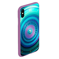 Чехол iPhone XS Max матовый Фрактальная абстракция 3, цвет: 3D-фиолетовый — фото 2