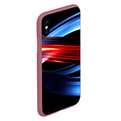 Чехол iPhone XS Max матовый Синяя и красная абстракция, цвет: 3D-малиновый — фото 2