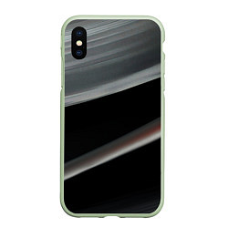 Чехол iPhone XS Max матовый Black grey abstract, цвет: 3D-салатовый