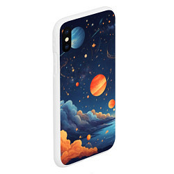 Чехол iPhone XS Max матовый Нарисованный космос, цвет: 3D-белый — фото 2