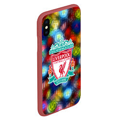 Чехол iPhone XS Max матовый Liverpool все logo неон, цвет: 3D-красный — фото 2