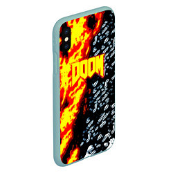 Чехол iPhone XS Max матовый Doom огненное лого, цвет: 3D-мятный — фото 2