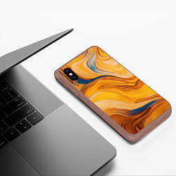 Чехол iPhone XS Max матовый Жидкая золотая текстура - нейросеть, цвет: 3D-коричневый — фото 2