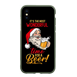 Чехол iPhone XS Max матовый It is the wonderful time for beer, цвет: 3D-темно-зеленый