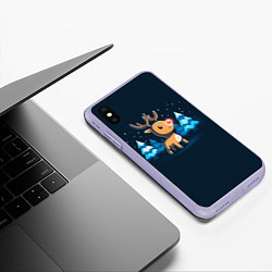 Чехол iPhone XS Max матовый Светящийся новогодний олень, цвет: 3D-светло-сиреневый — фото 2