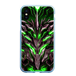 Чехол iPhone XS Max матовый Зелёная кибер броня, цвет: 3D-голубой