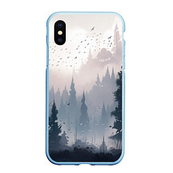 Чехол iPhone XS Max матовый Anime forest, цвет: 3D-голубой