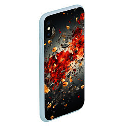Чехол iPhone XS Max матовый Желтые и черные осколки после взрыва, цвет: 3D-голубой — фото 2