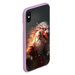 Чехол iPhone XS Max матовый Дед Мороз и символ года, цвет: 3D-сиреневый — фото 2