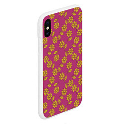 Чехол iPhone XS Max матовый Желтые цветы на розовом - паттерн, цвет: 3D-белый — фото 2