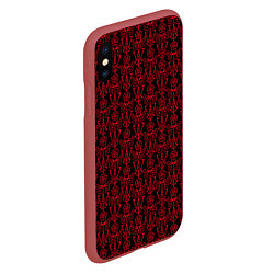 Чехол iPhone XS Max матовый Чёрно-красный узоры, цвет: 3D-красный — фото 2