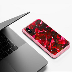 Чехол iPhone XS Max матовый Красное разбитое стекло, цвет: 3D-баблгам — фото 2