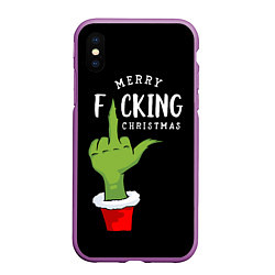 Чехол iPhone XS Max матовый Гринч украл Рождество, цвет: 3D-фиолетовый