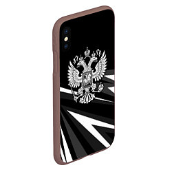 Чехол iPhone XS Max матовый Герб РФ - white and black geometry, цвет: 3D-коричневый — фото 2