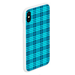 Чехол iPhone XS Max матовый Шотландский неоновый голубой, цвет: 3D-белый — фото 2