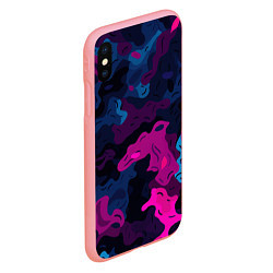 Чехол iPhone XS Max матовый Синий и фиолетовый абстрактный камуфляж, цвет: 3D-баблгам — фото 2