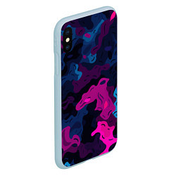 Чехол iPhone XS Max матовый Синий и фиолетовый абстрактный камуфляж, цвет: 3D-голубой — фото 2