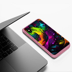 Чехол iPhone XS Max матовый Яркие разноцветные краски, цвет: 3D-малиновый — фото 2