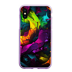 Чехол iPhone XS Max матовый Яркие разноцветные краски, цвет: 3D-сиреневый