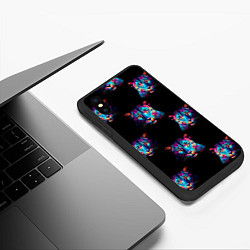 Чехол iPhone XS Max матовый Паттерн с леопардами, цвет: 3D-черный — фото 2