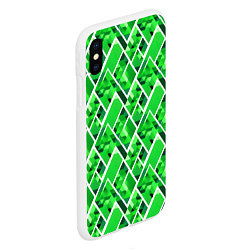 Чехол iPhone XS Max матовый Зелёные треугольники и белые полосы, цвет: 3D-белый — фото 2