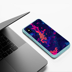 Чехол iPhone XS Max матовый Яркая абстракция в стиле камуфляжа, цвет: 3D-мятный — фото 2