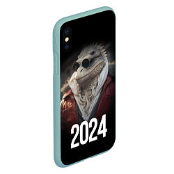 Чехол iPhone XS Max матовый 2024 реалистичный дракон, цвет: 3D-мятный — фото 2