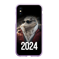 Чехол iPhone XS Max матовый 2024 реалистичный дракон, цвет: 3D-сиреневый