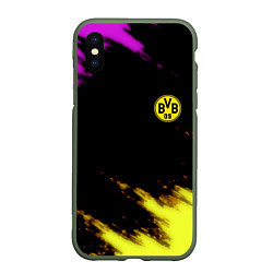 Чехол iPhone XS Max матовый Borussia Dortmund sport, цвет: 3D-темно-зеленый