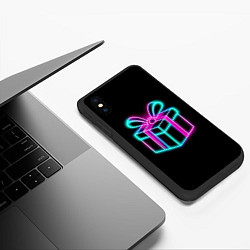Чехол iPhone XS Max матовый Неоновый подарок, цвет: 3D-черный — фото 2