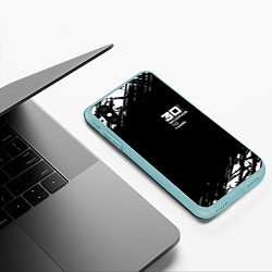 Чехол iPhone XS Max матовый Thirty seconds to mars штрихи бенд, цвет: 3D-мятный — фото 2