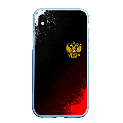 Чехол iPhone XS Max матовый Герб РФ краски империи, цвет: 3D-голубой