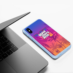 Чехол iPhone XS Max матовый GTA 6 official, цвет: 3D-голубой — фото 2