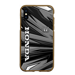 Чехол iPhone XS Max матовый Honda - монохромный спортивный, цвет: 3D-коричневый