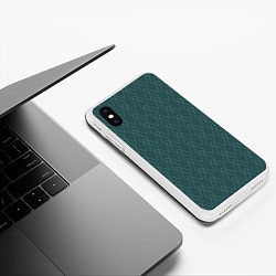 Чехол iPhone XS Max матовый Зелёный геометричные линии, цвет: 3D-белый — фото 2