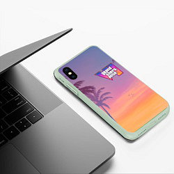 Чехол iPhone XS Max матовый Gta 6 пальмы и птицы, цвет: 3D-салатовый — фото 2