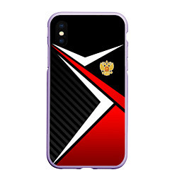 Чехол iPhone XS Max матовый Russia - black and red, цвет: 3D-светло-сиреневый