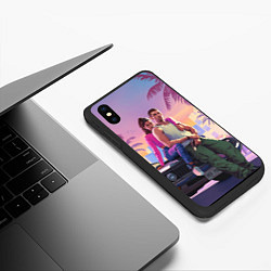 Чехол iPhone XS Max матовый Jason & Lucia - GTA 6 official art, цвет: 3D-черный — фото 2
