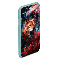 Чехол iPhone XS Max матовый Красный волк в брызгах краски, цвет: 3D-мятный — фото 2