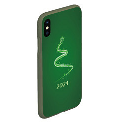 Чехол iPhone XS Max матовый Стилизованная елка 2024, цвет: 3D-темно-зеленый — фото 2