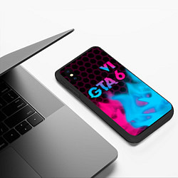 Чехол iPhone XS Max матовый GTA 6 - neon gradient посередине, цвет: 3D-черный — фото 2