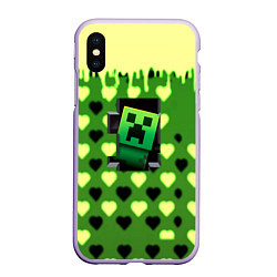 Чехол iPhone XS Max матовый Minecraft love toxic, цвет: 3D-светло-сиреневый